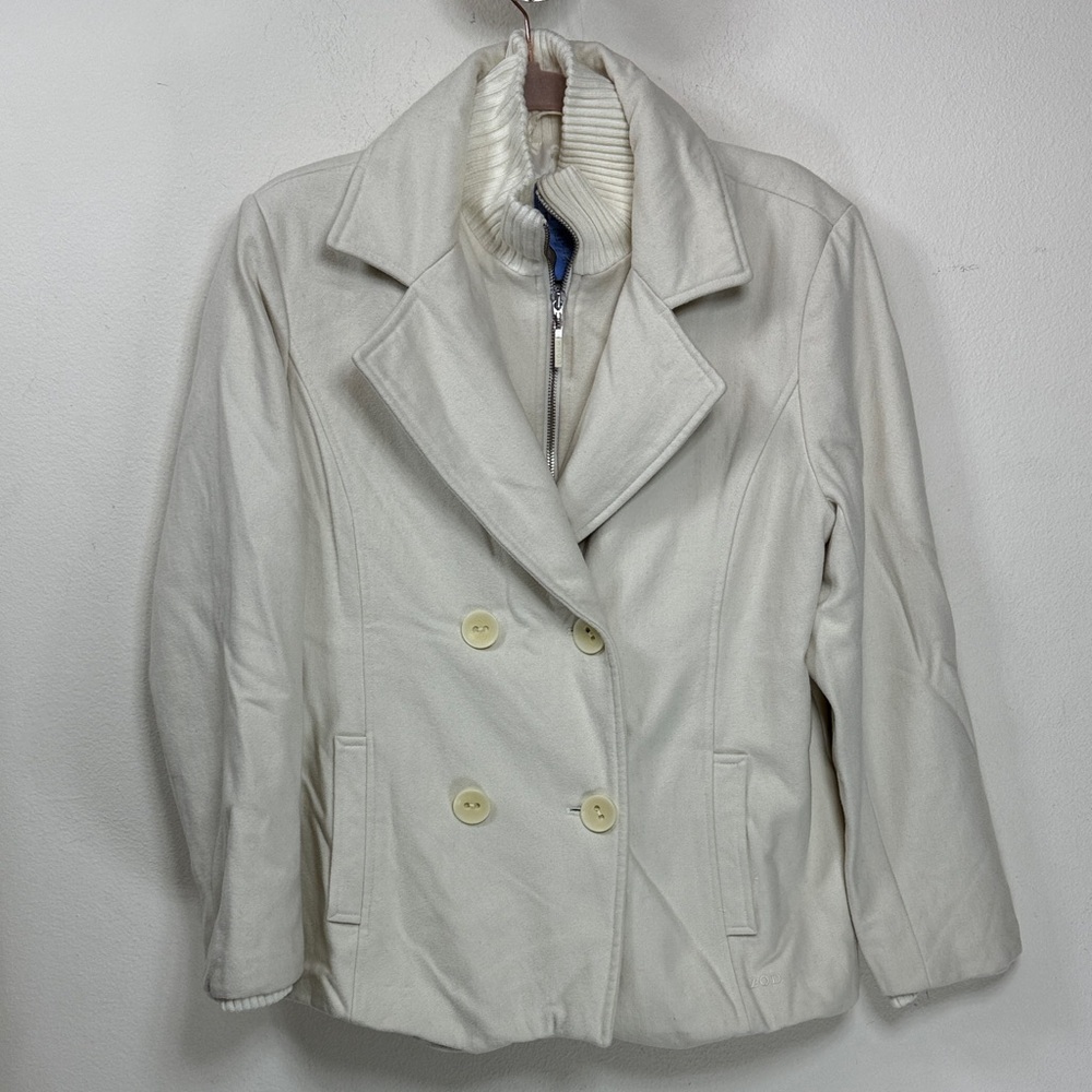 (R3) IZOD Blazer Jacket with Built-in Sweater, 60% Wool Vintage Sz XLMatte White